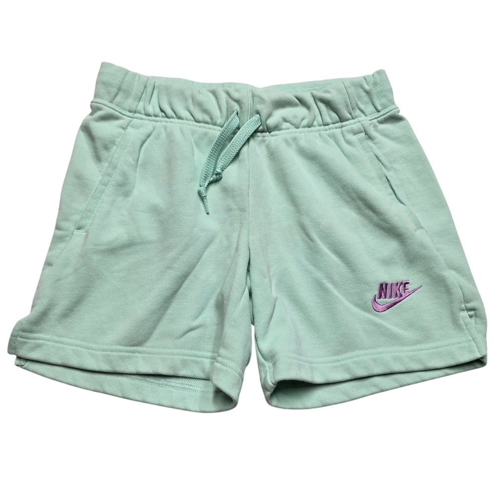 Nike Sportswear Fleece Shorts Mint Green Purple Logo Womens Large Loungewear